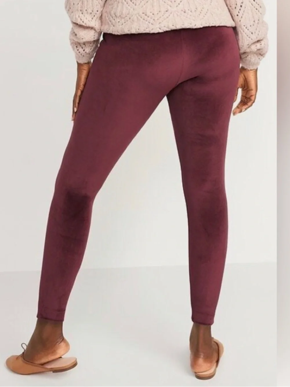 NWOT Old Navy High Waist Plush Velour Leggings - Burgundy